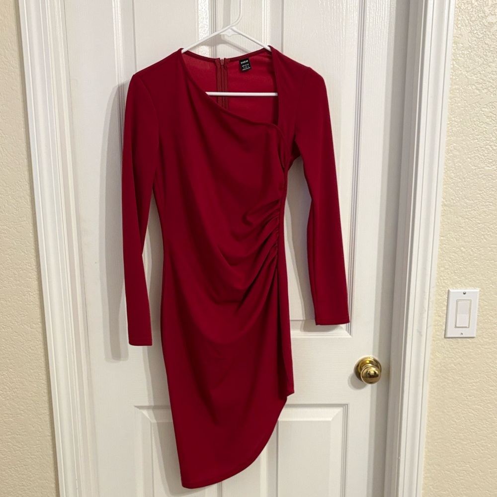 SHEIN Elegant Red Asymmetrical Mini Dress Size S